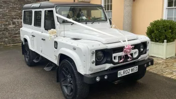 White Landrover Defender