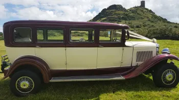 Side view of Bramwith Convertible in Ivory and Burgundy
