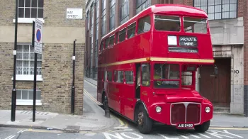 Red Double Routemaster Bus in the street of London