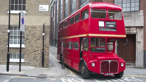 Red Double Routemaster Bus in the street of London
