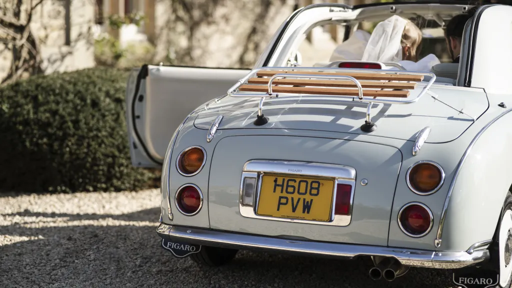 rear view of classic Nissan Figaro