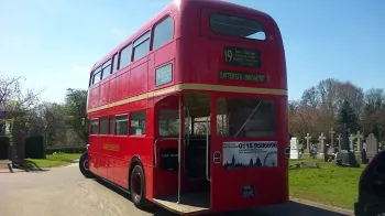 Rear open platform of a Red Routemaster Bus