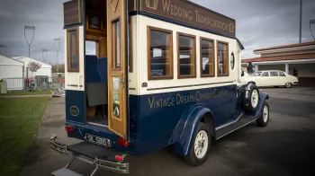Blue and Ivory Vintage Asquith Bus