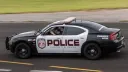 Left side view of american police car Dodge Charger