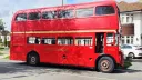 Right side view of big Red Routemaster London bus