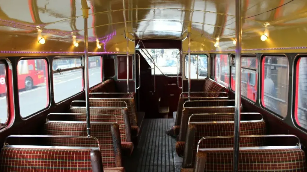 Lower Deck interior of an old Vintage Routematser wedidng bus