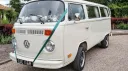Classic Baywindow campervan in Ivory with Green ribbons