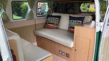 Classic VW Campervan interior seating arrangment for 5 passengers