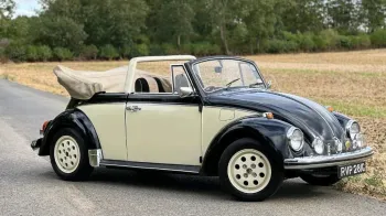 Black & Ivory Convertible Beetle with Ivory wheel centre.