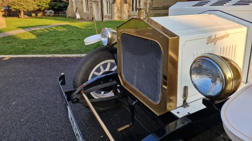 Close-up view of front grill in Gold Colour