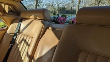 Rear interior cream leather with flowers on the rear parcel shwlf