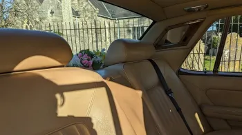 Rear cream leather interior inside Bentley
