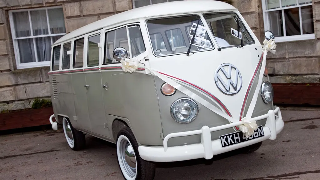 What an absolute treat the transport was, our driver Lloyd had made contact with us to finalise the details, he arrived in plenty of time and did not rush us to leave, the VW was beautifully turned out with our choice of ribbons, the drive to the wedding was just perfect, the transport was waiting safely to get us to the reception venue again no rushing involved, to our surprise we were treated to lovely chilled Prosecco for the journey. Lloyd had a step to aid getting into and out of the transport. The journey and the vehicle just added to the most perfect day. Thank you so very much for helping make memories