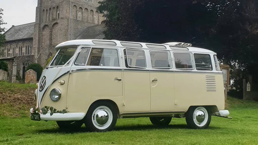 Classic Volkswagen Campervan in White & Cream