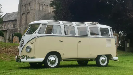Classic Volkswagen Campervan in White & Cream