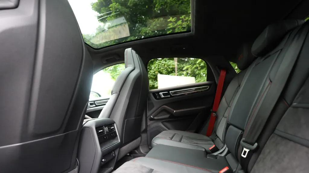 Black Porsche Cayenne GTS rear interior seating