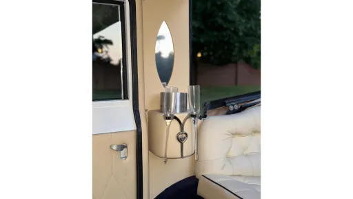 Champagne holder inside the rear compartment of the Imperial wedding car