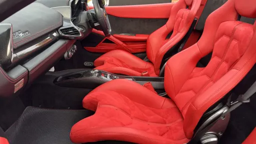 Red interior leather seat passenger side