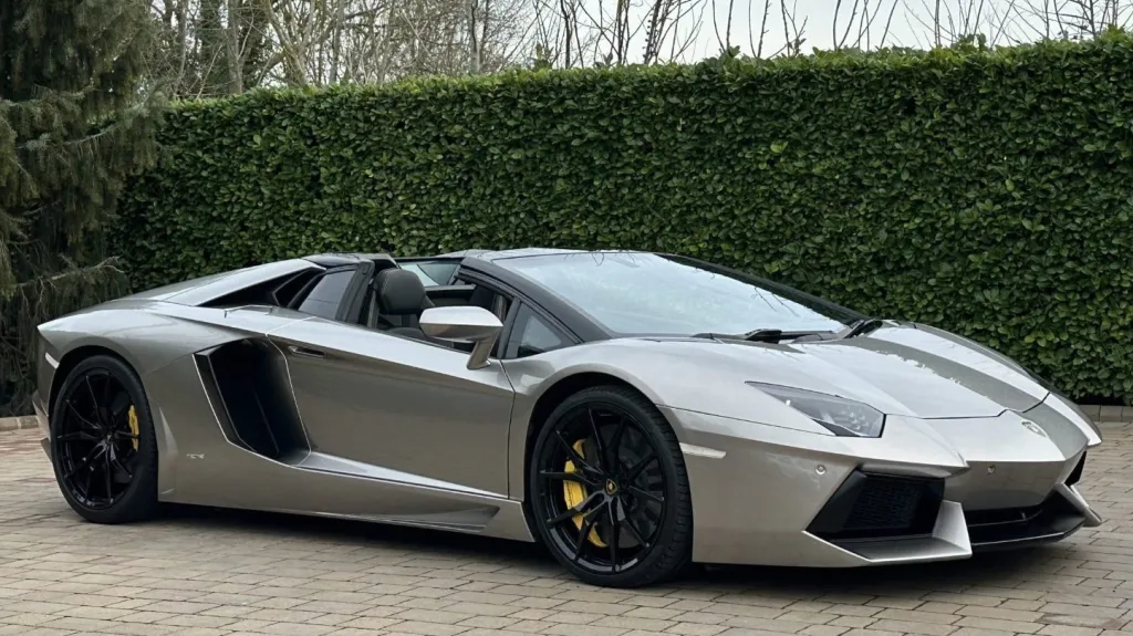 Lamborghini Aventador rioght side view with doors closed
