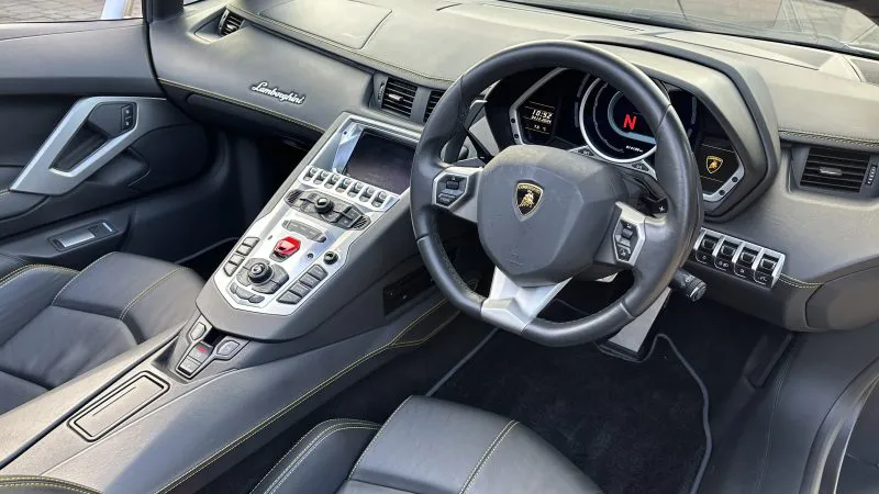Lamborghini Aventador dashboard view from driver's side