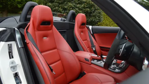 White Mercedes SLS AMG interio seats of Red leather