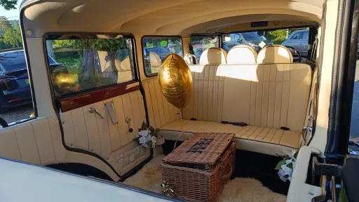 Bramwith rear interior compartment in cream decorated with gold balloons and F&M humper