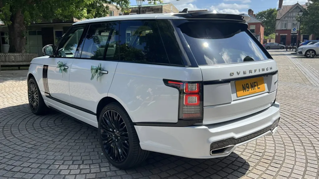 Rear left side view Range Rover in White by Overfinch