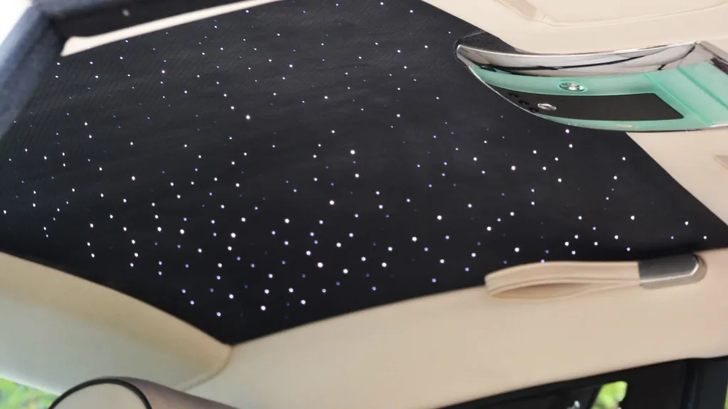 Starlight ceiling inside a Rolls-Royce Phantom