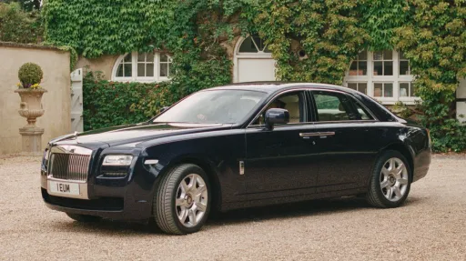 left side view of Rolls-Royce Ghost parked at Surrey wedding venue
