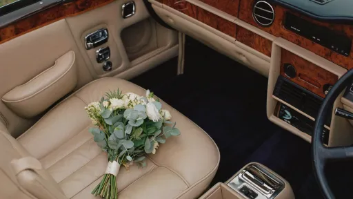 arial viewFlowers on passenger cream leather seats