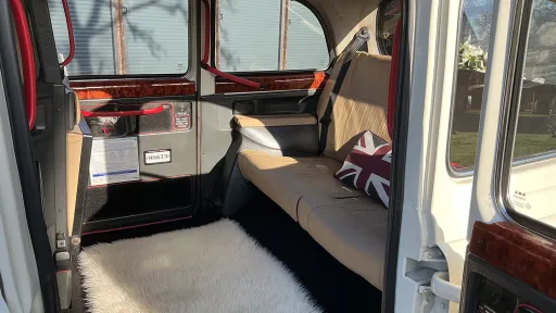 Rear interior seating inside a claissic Taxi Cab