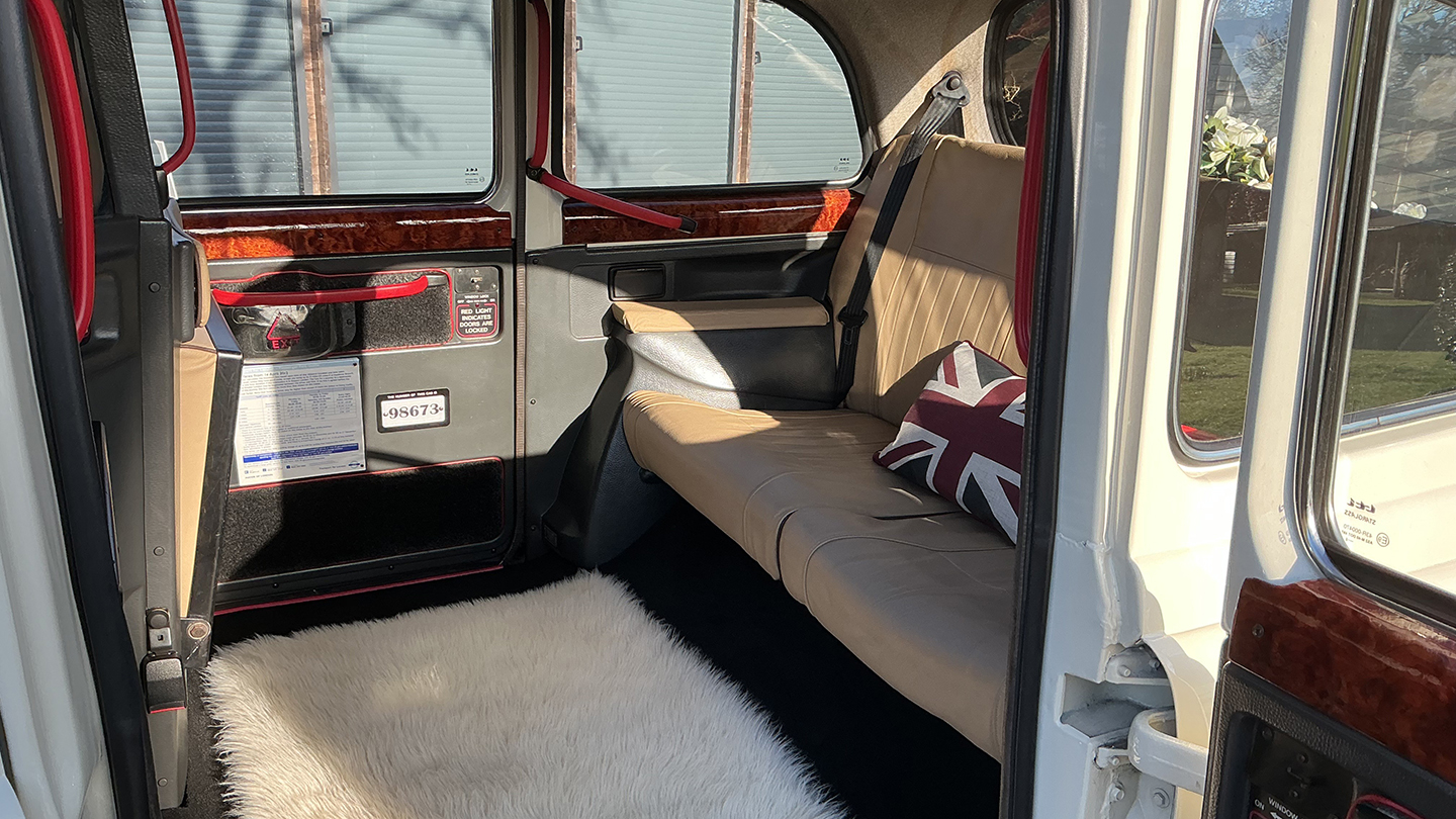 Rear interior seating inside a claissic Taxi Cab