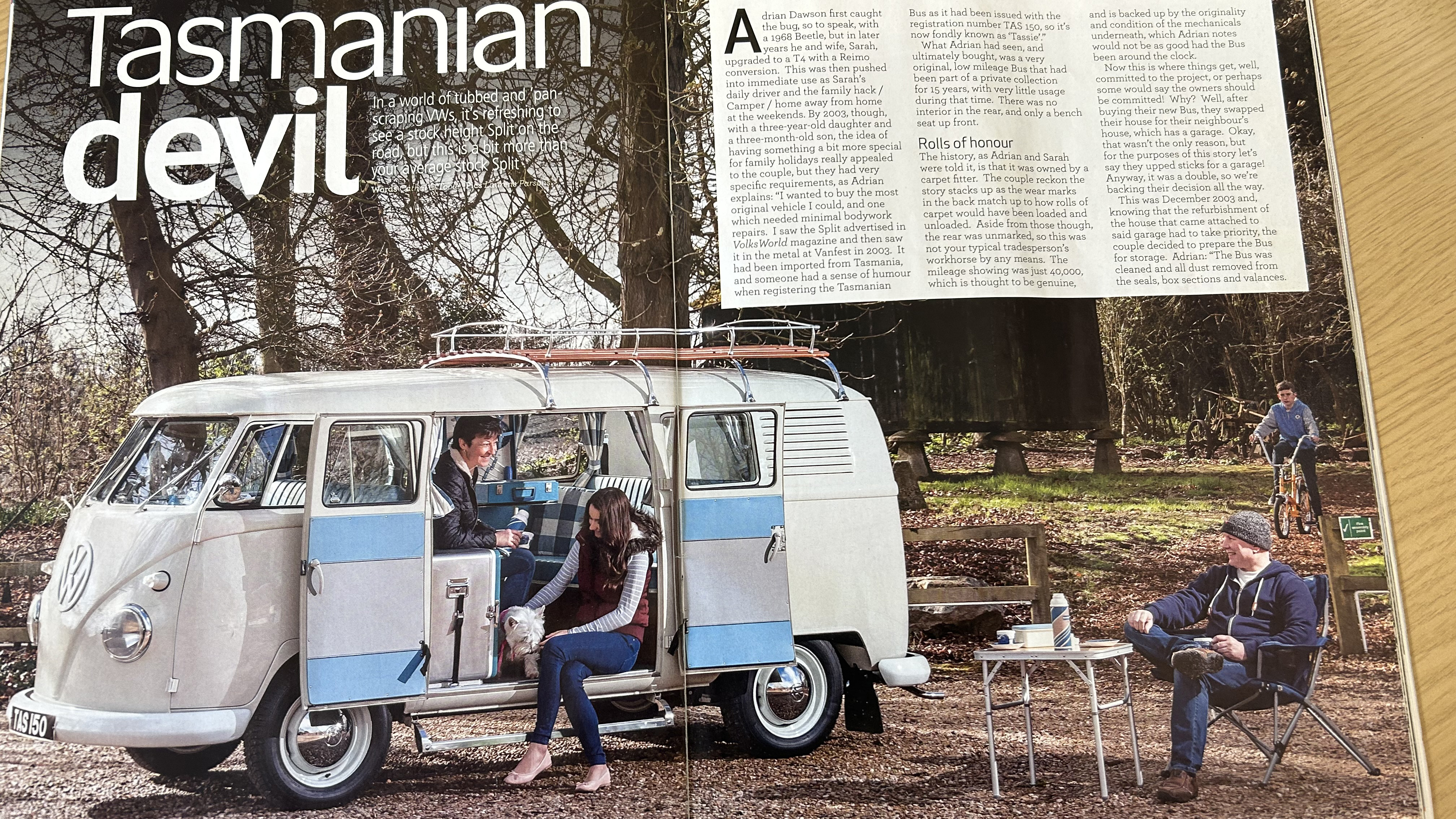 Photo of Volksworld Magazine double page featuring the campervan