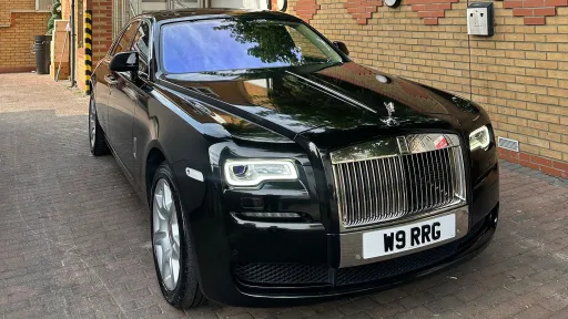 Black Rolls-Royce Ghost with chrome front grill