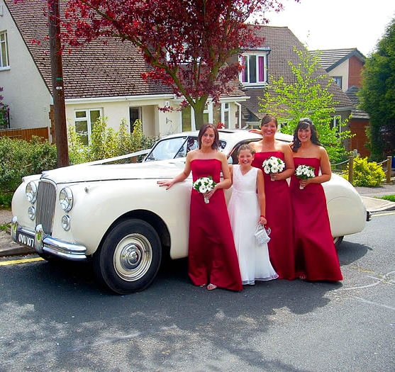 vintage Jaguar wedding car