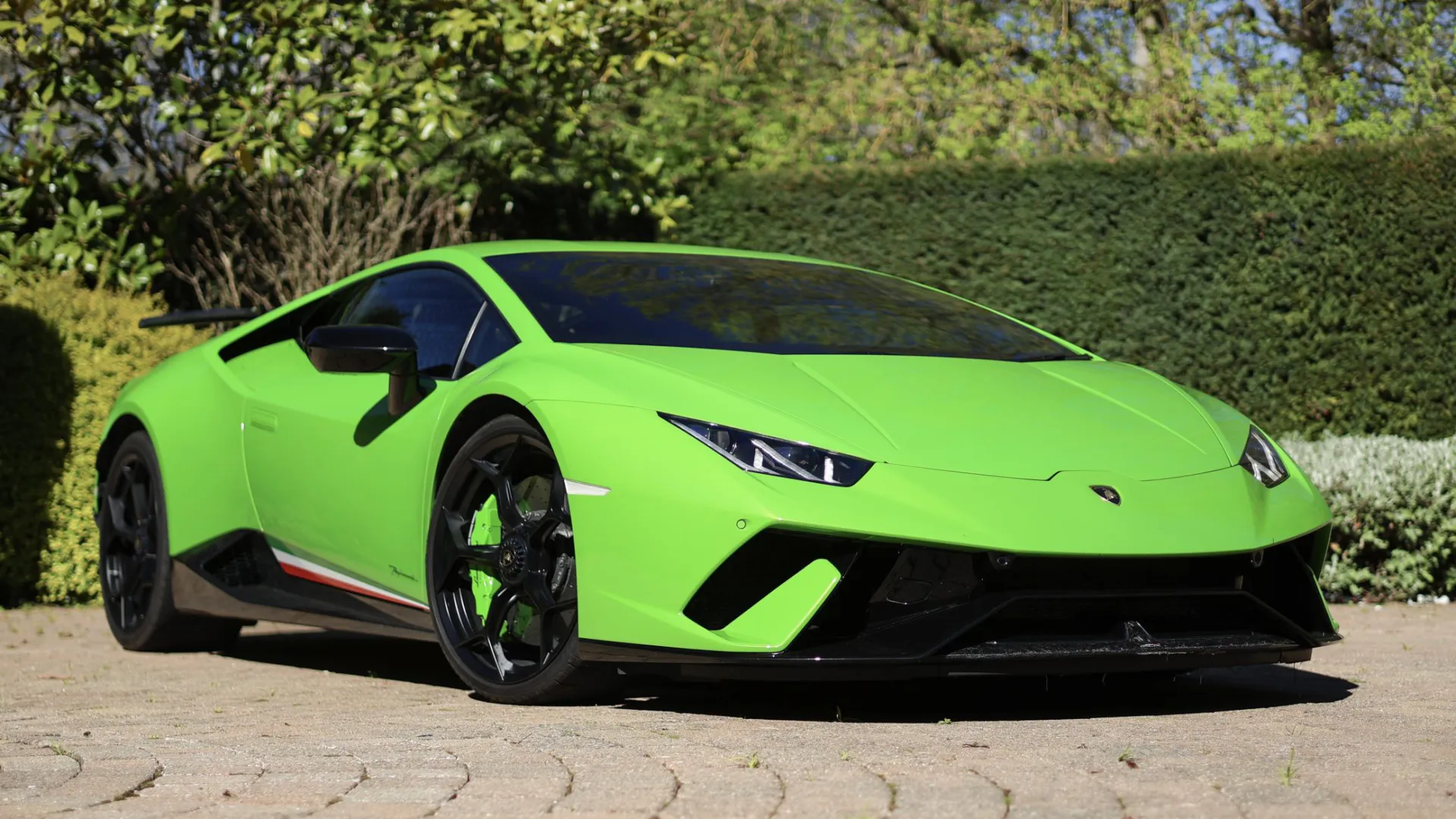 green lamborghini front view