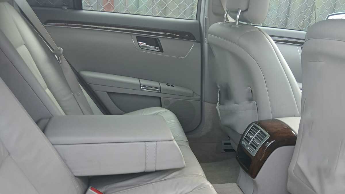 Rear interior leather seat inside Mercedes car