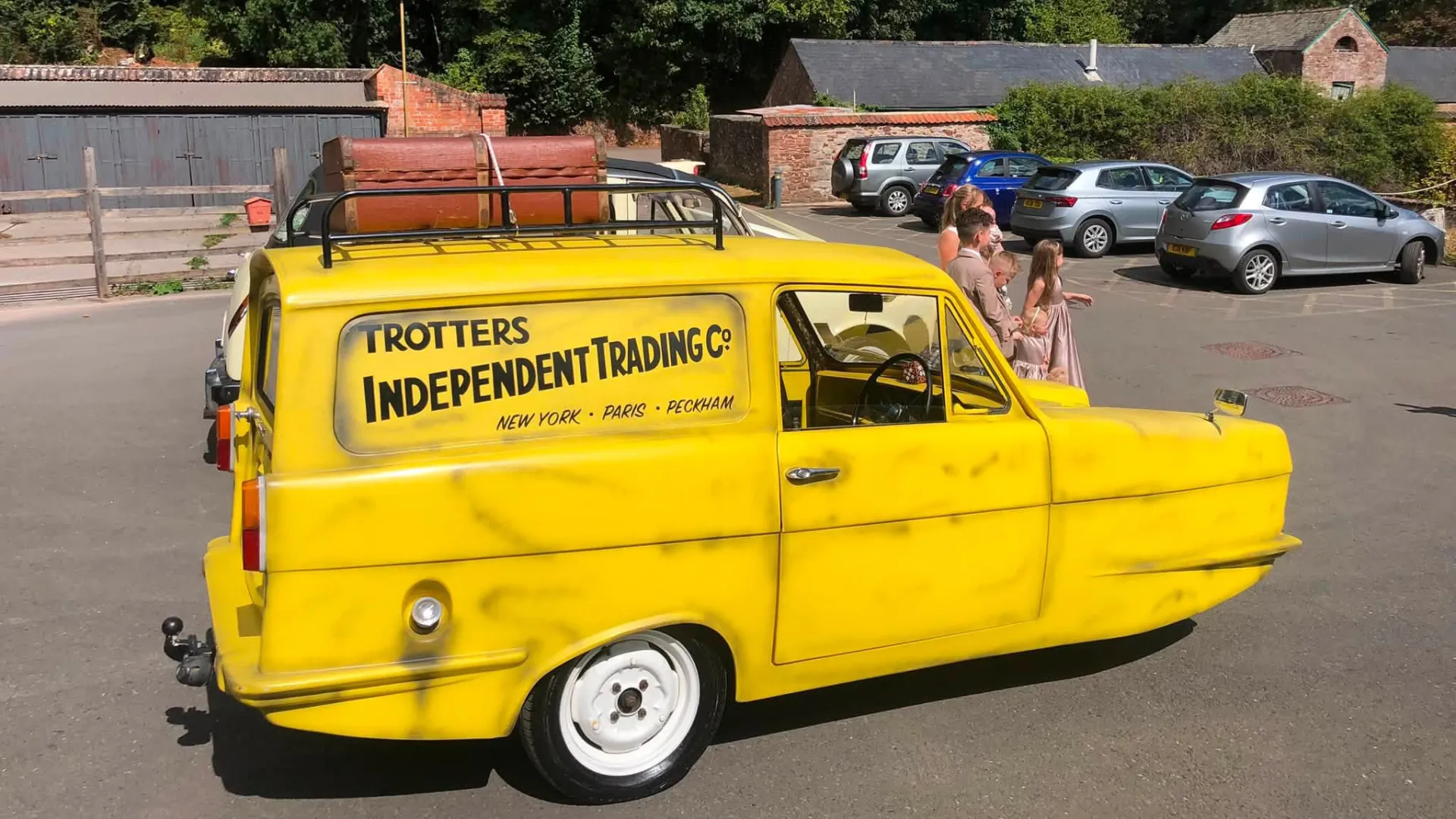 yellow Del Boy style Reliant from Only Fools and Horses
