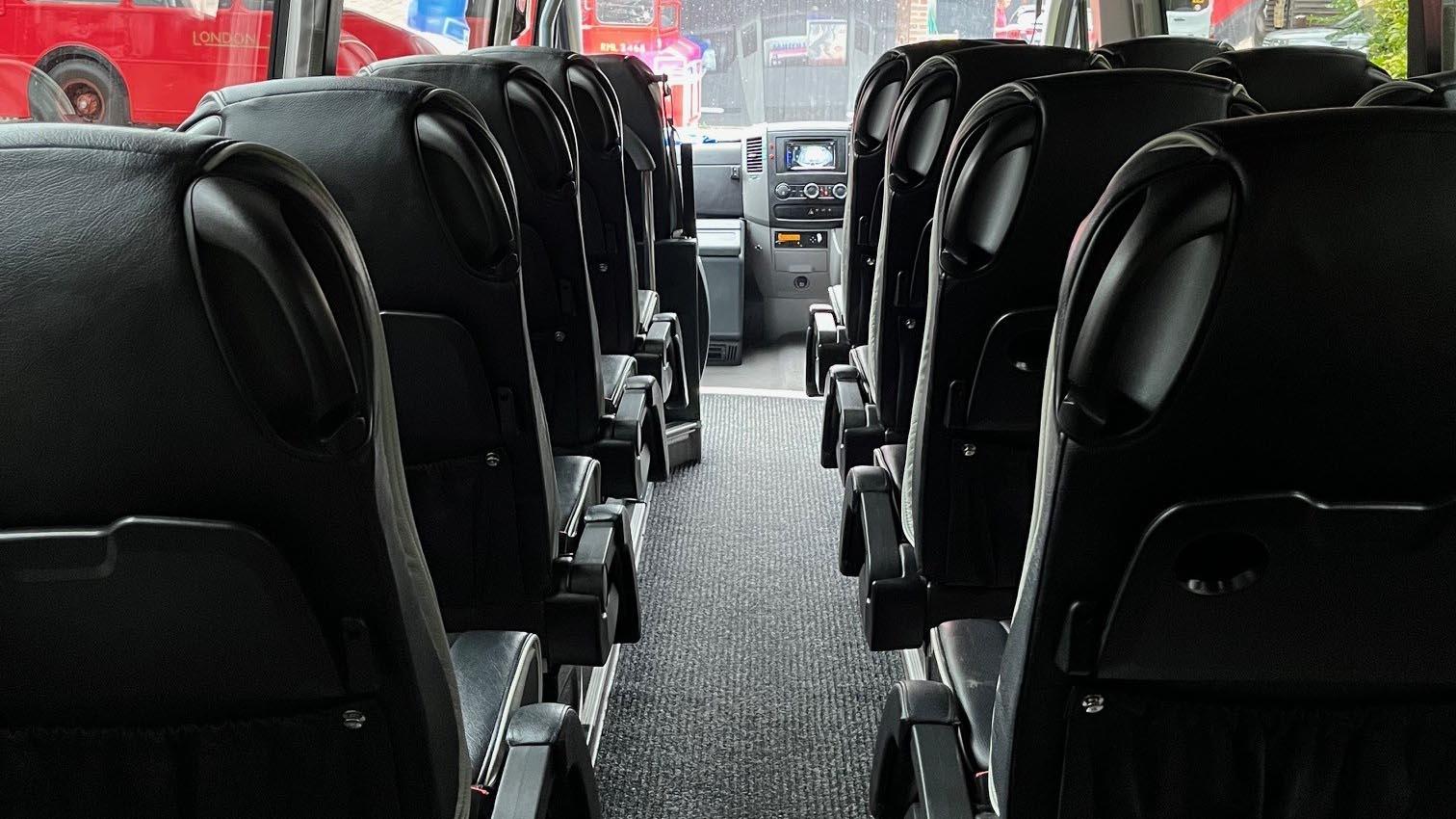 interior seats in Mercedes Sprinter mini bus
