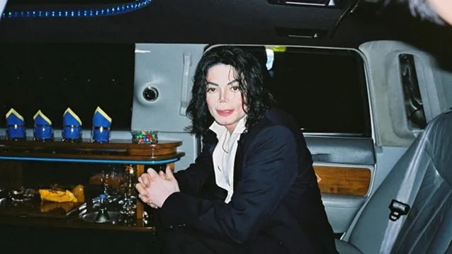 Michael Jackson in the back of a Stretched limousine