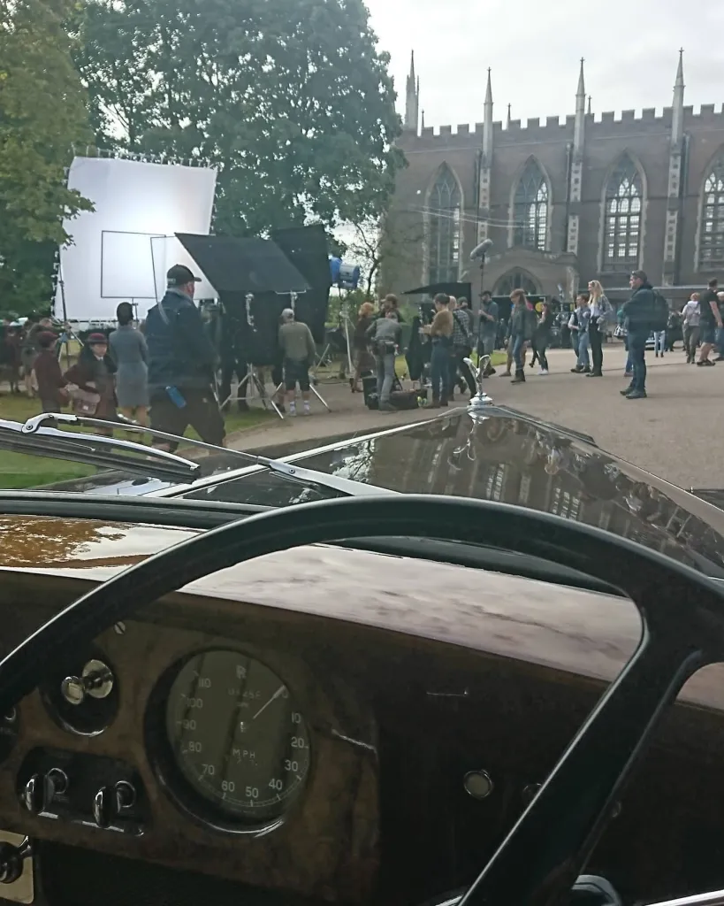 Set of "Cruella" the Movie. Photo taken from the driver's seat of the Rolls-Royce