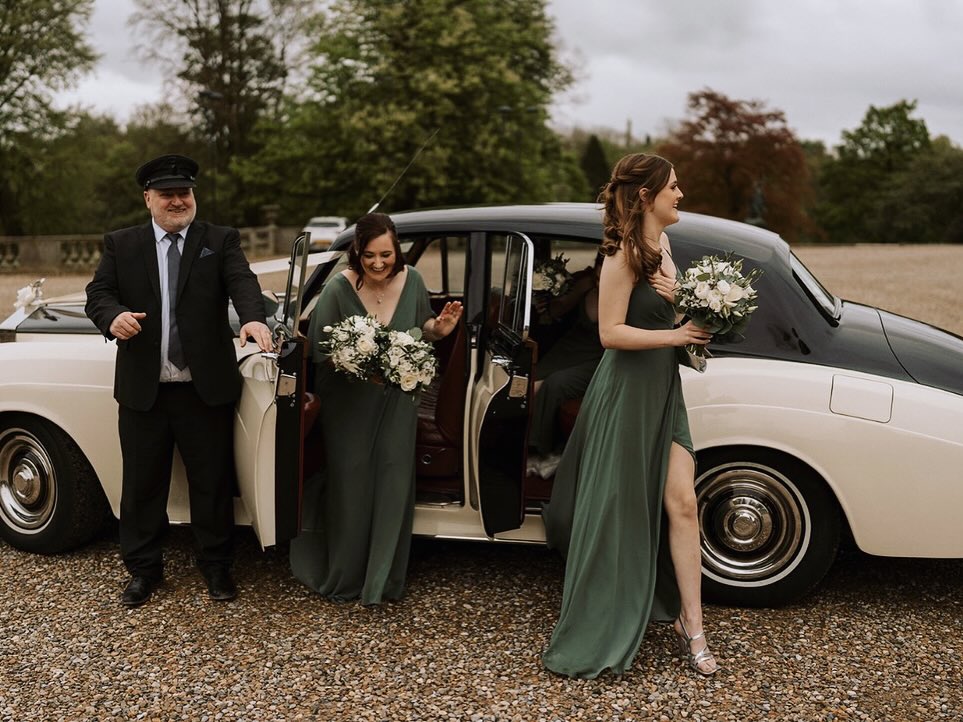 Classic Rolls-Royce Silver Cloud with the bridesmaids and the driver