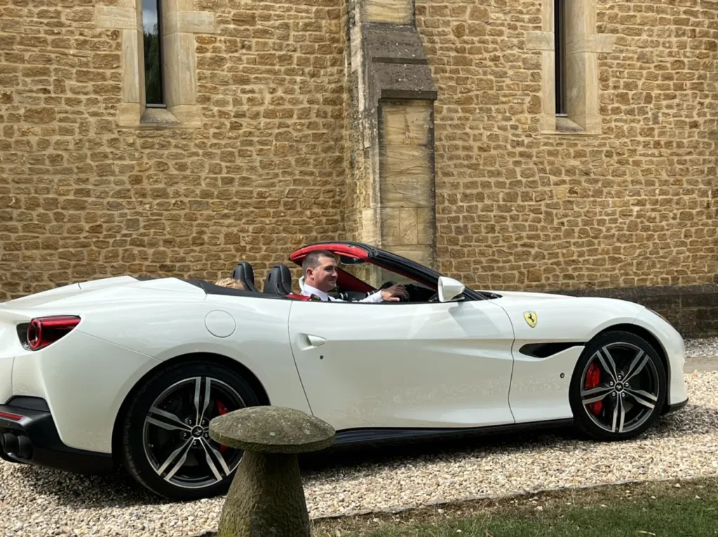 white convertible Ferrari