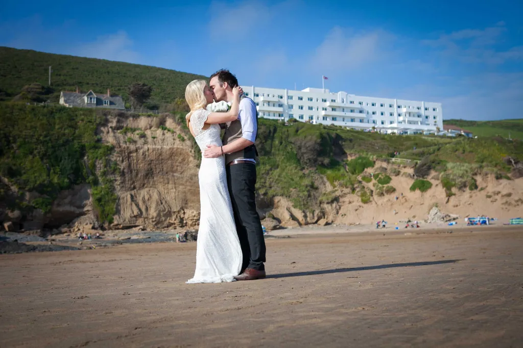 Photo taken from the beach looking at the Saunton Sands Wedding Venue