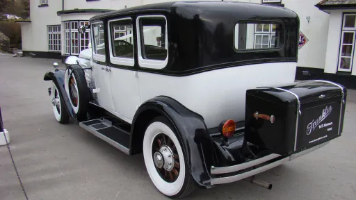 Rear view of vintage Franklin with black picnic trunk