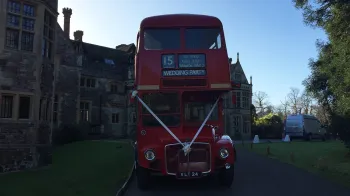 Red Routemaster London Bus at Rhinefield House Hotel in New Forest