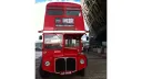 Front view of an old double decker London Routemaster Bus.