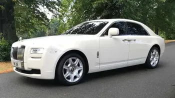 Left view Rolls-Royce Ghost in white