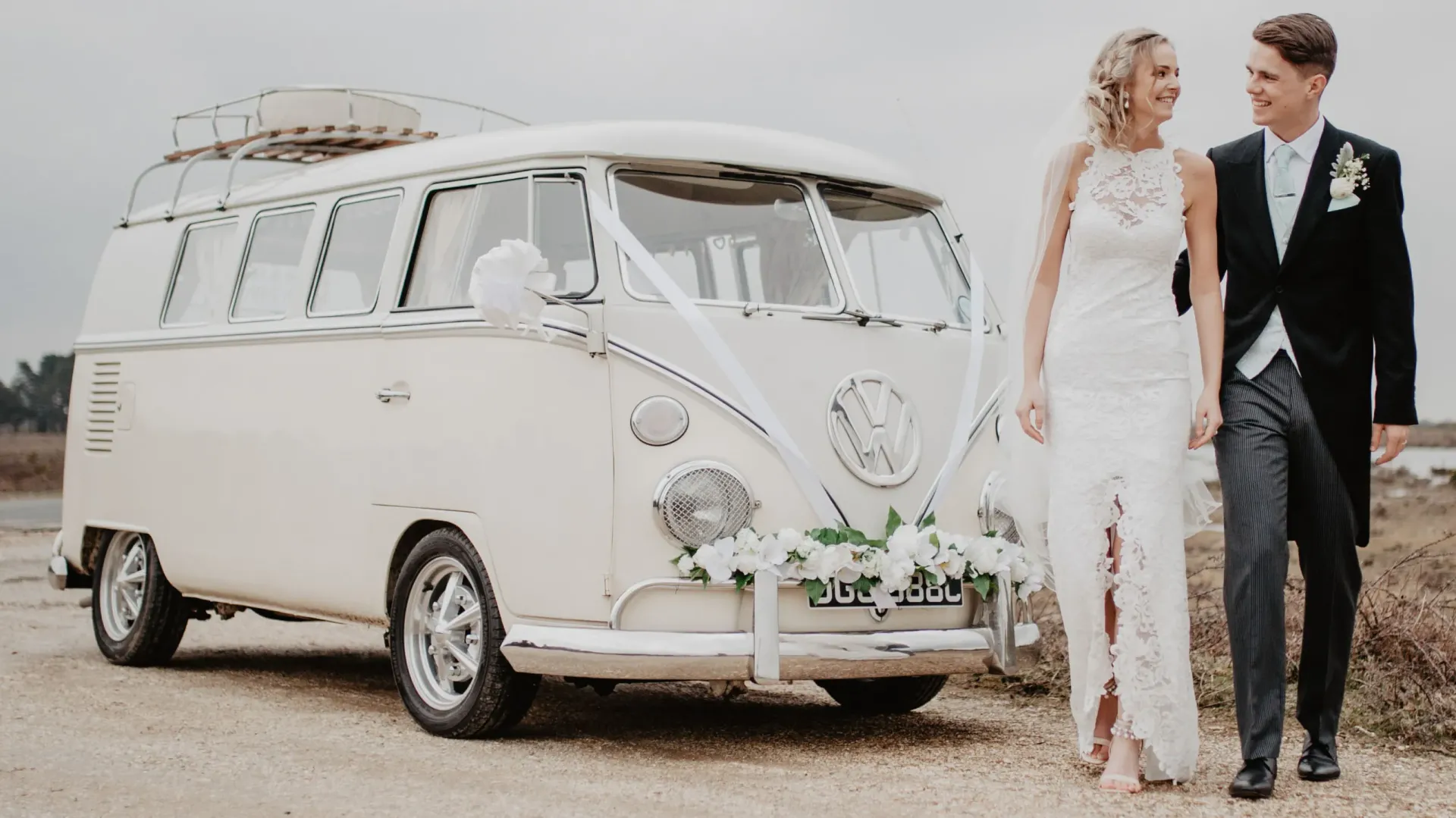 Cream Classic VW Campervan Wedding Car Hire in Bracknell, Berkshire