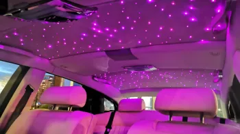 Rolls-Royce Phantom star light roof in pink inside a Rolls-Royce Phantom